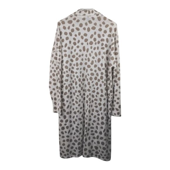 Ann Taylor Cream w/Taupe Dot Print Long Open Duster - Large - Picture 5 of 10